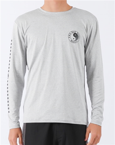 T&C Checker L/S Surf Tee UPF 50+, Lt Grey Heather