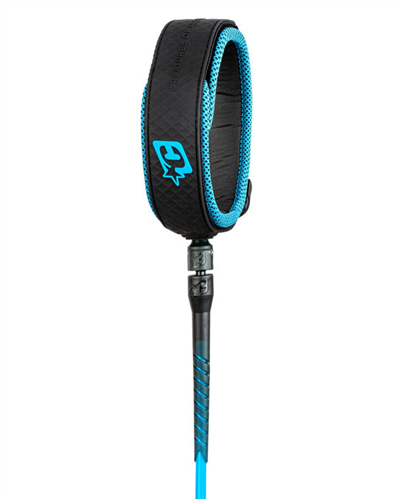 Creatures Of Leisure Longboard Knee 9 Double Swivel Leash, Black Cyan