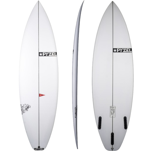 Pyzel POWER TIGER PU Surfboard with 3 FCS Fin Plugs