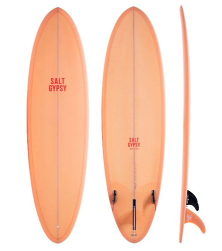 Salt Gypsy Surfboards Mid Tide PU Surfboard, Peach Fuzz