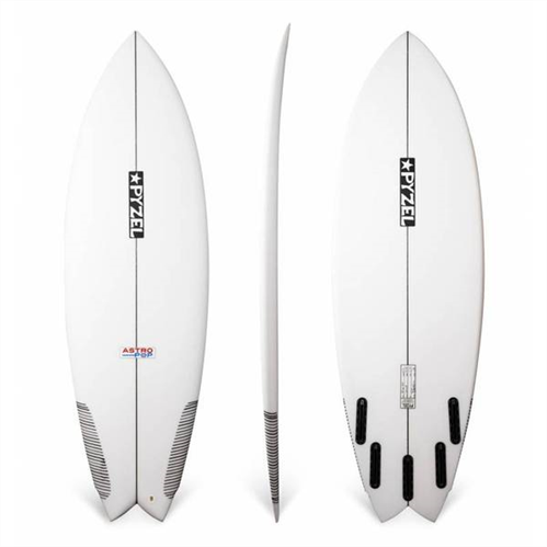 Pyzel Astro Pop Surfboard with 5 FCS Fin Plugs