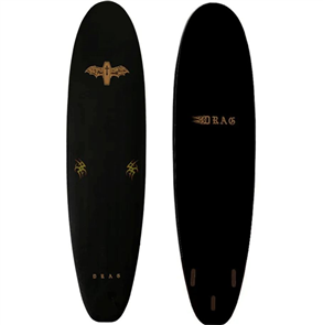 DRAG Coffin 7'0 Thruster Softboard, Black/ Black