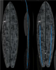 Thunderbolt Surfboards Skin Dog Hydroplane Surfboard, BLUE CARBON