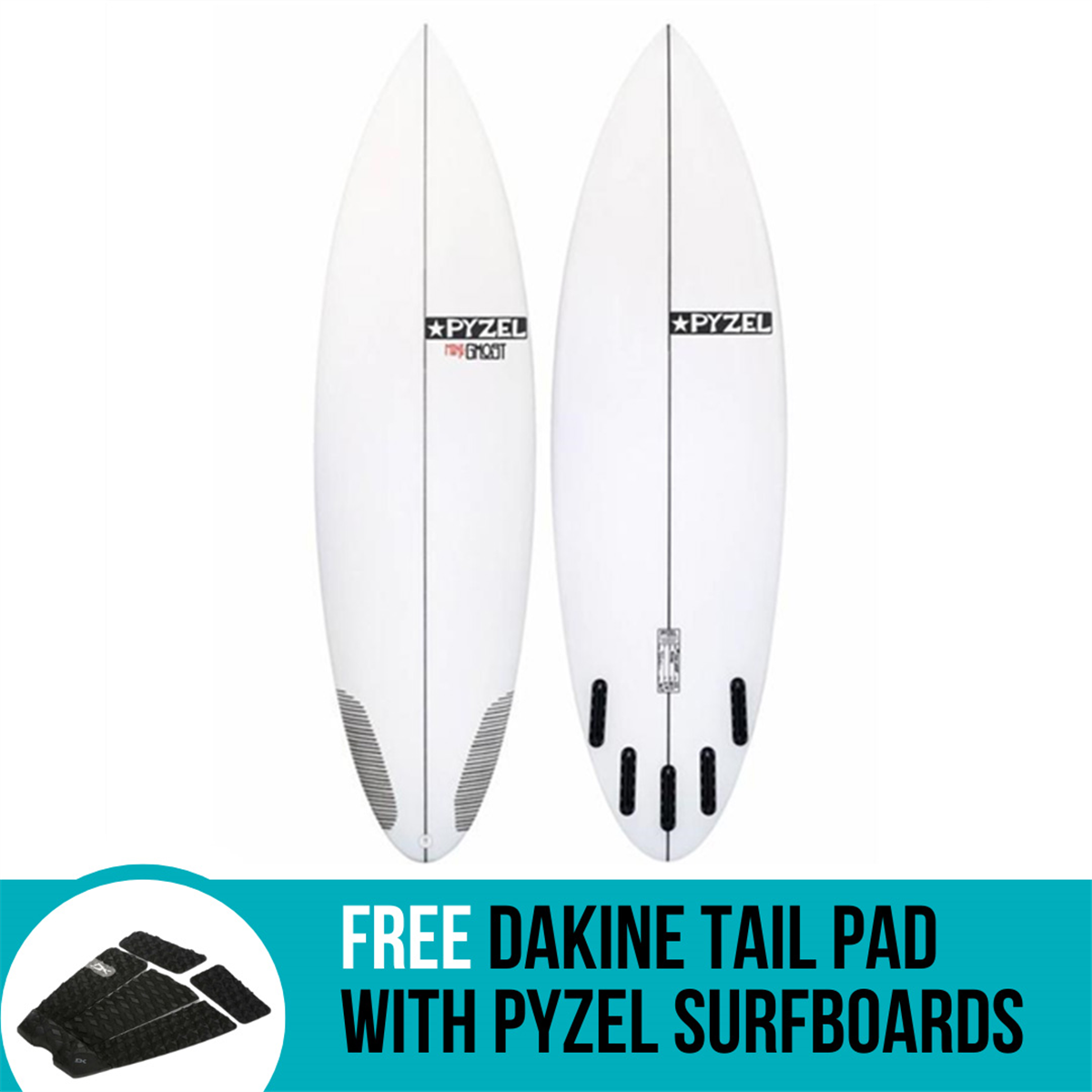 Pyzel Mini Ghost Surfboard Round Tail With 5 Fcs Fin Boxes